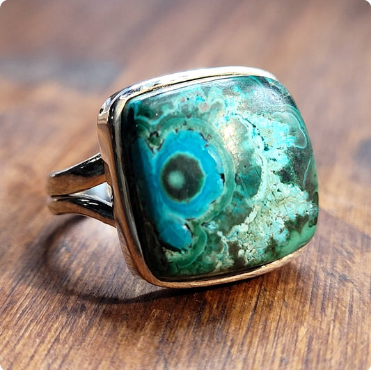 Chrysocolla and Malachite Ring