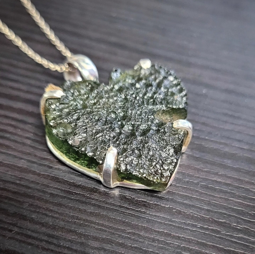 Moldavite Heart Pendant
