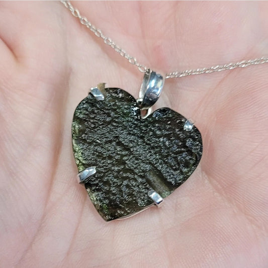 Moldavite Heart Pendant