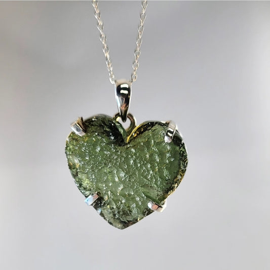 Moldavite Heart Pendant
