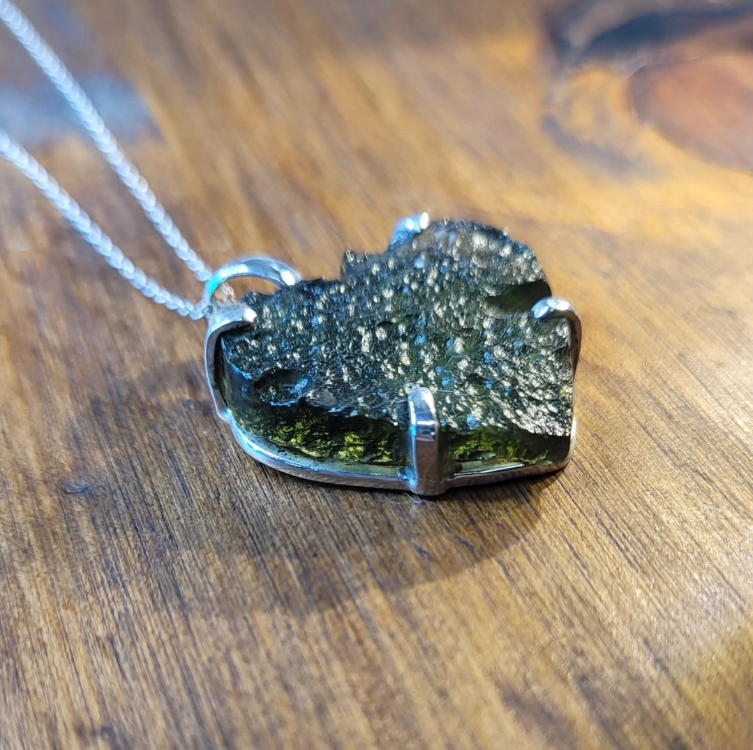 Moldavite Heart Pendant