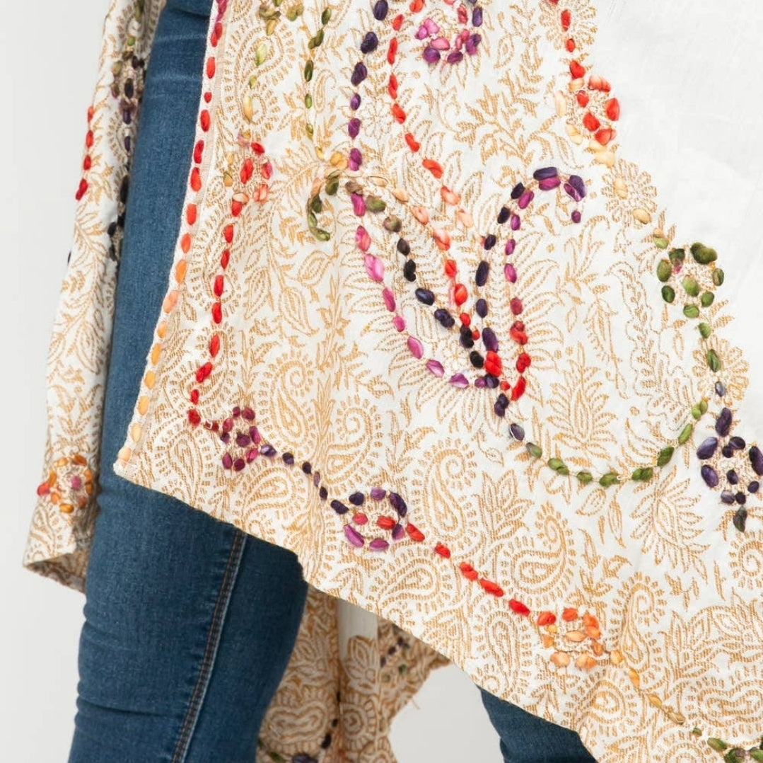 Ivory thick stitch kimono