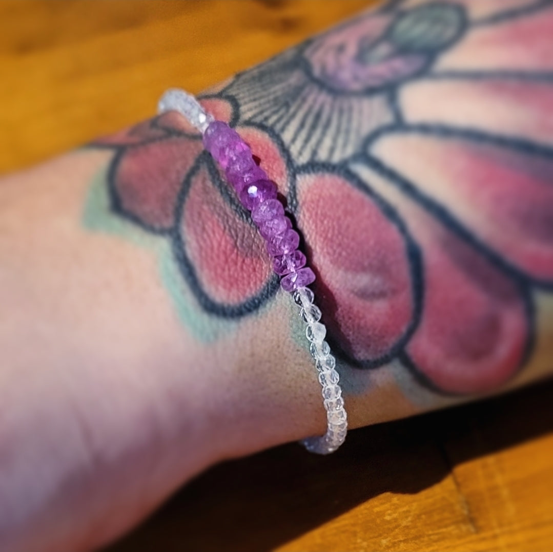 Pink Sapphire and White Topaz Bracelet