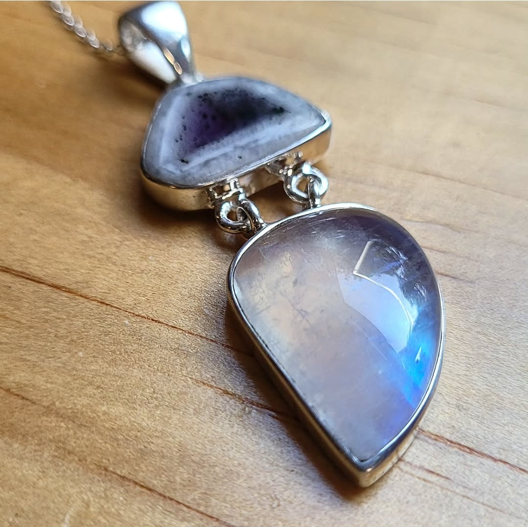 Trapiche Amethyst and Moonstone Pendant