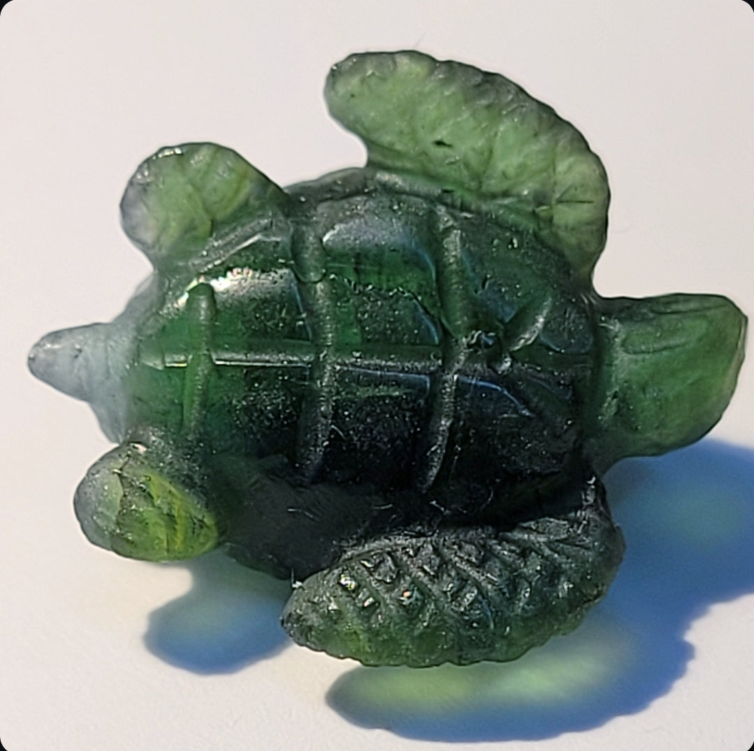 Hand Carved Tourmaline Sea Turtle