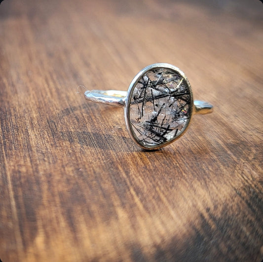 Black Rutilated Quartz Ring