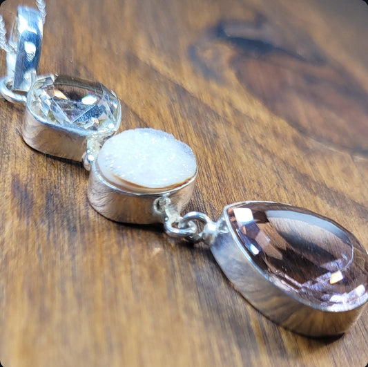 Morganite and Quartz Pendant