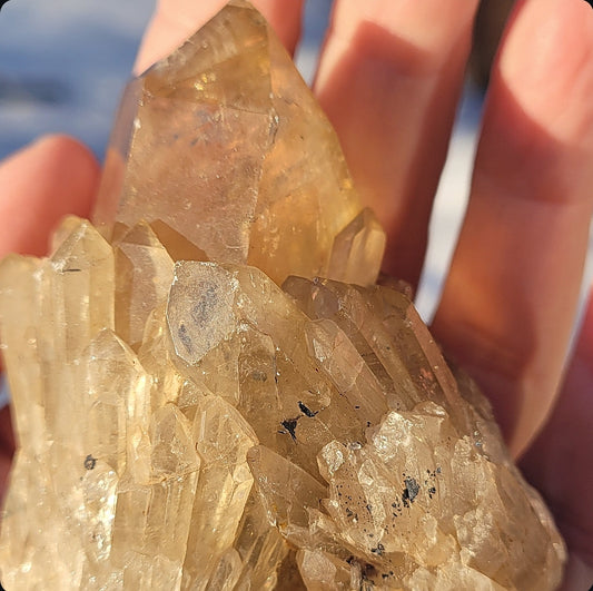 Natural Elestial (Kundalini) Citrine Cluster