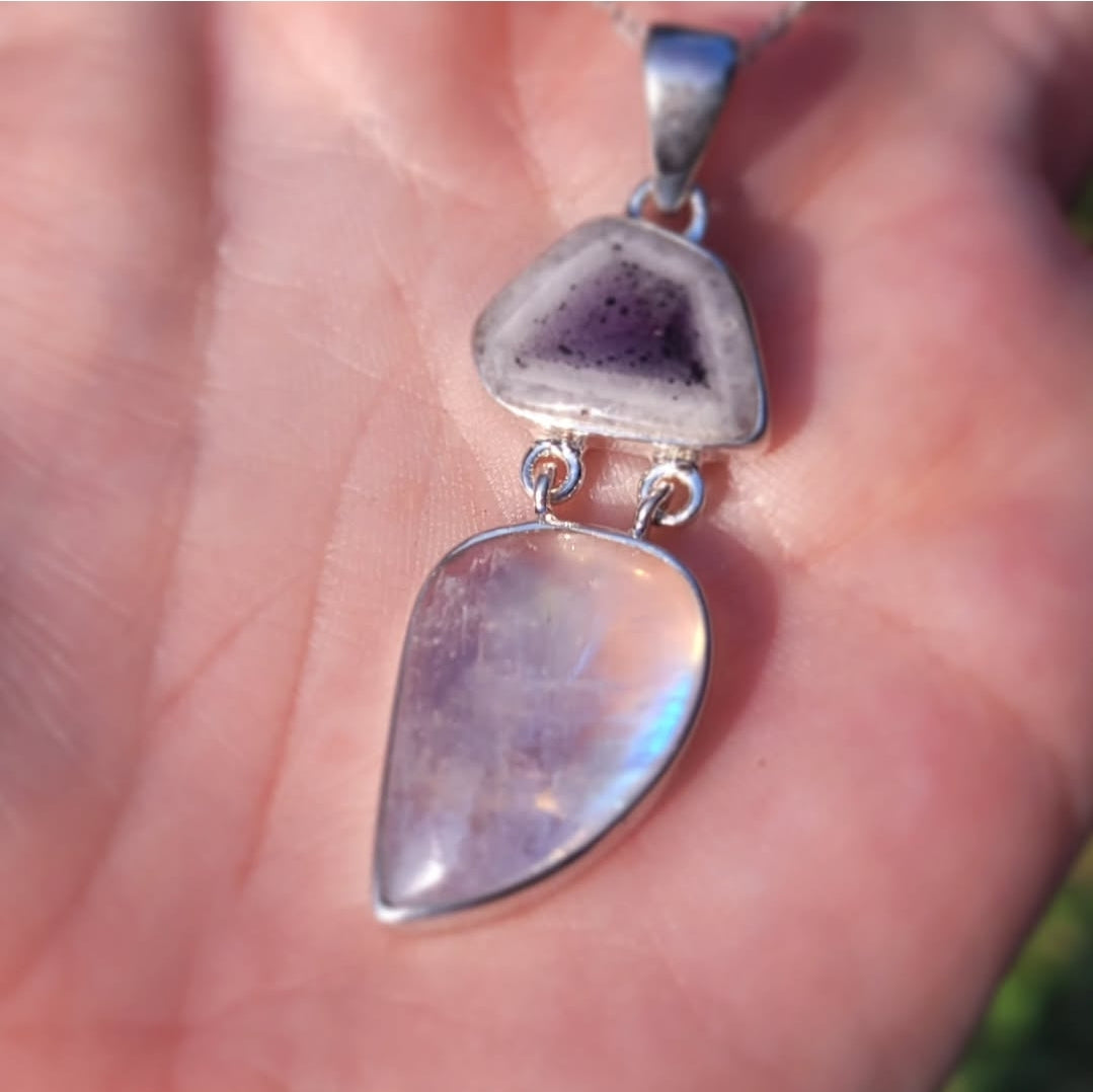 Trapiche Amethyst and Moonstone Pendant