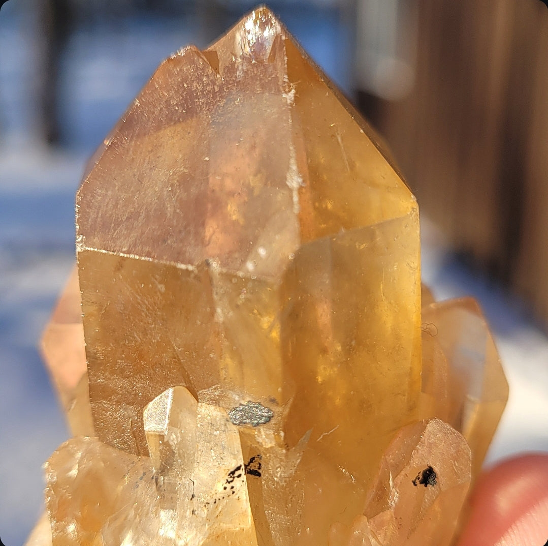 Natural Elestial (Kundalini) Citrine Cluster