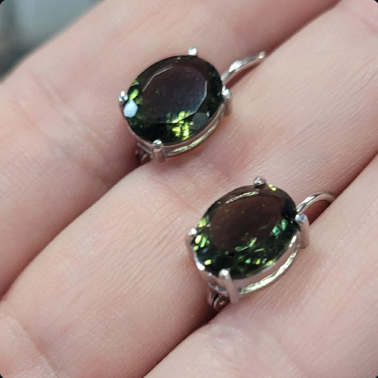 Faceted Moldavite Earrings