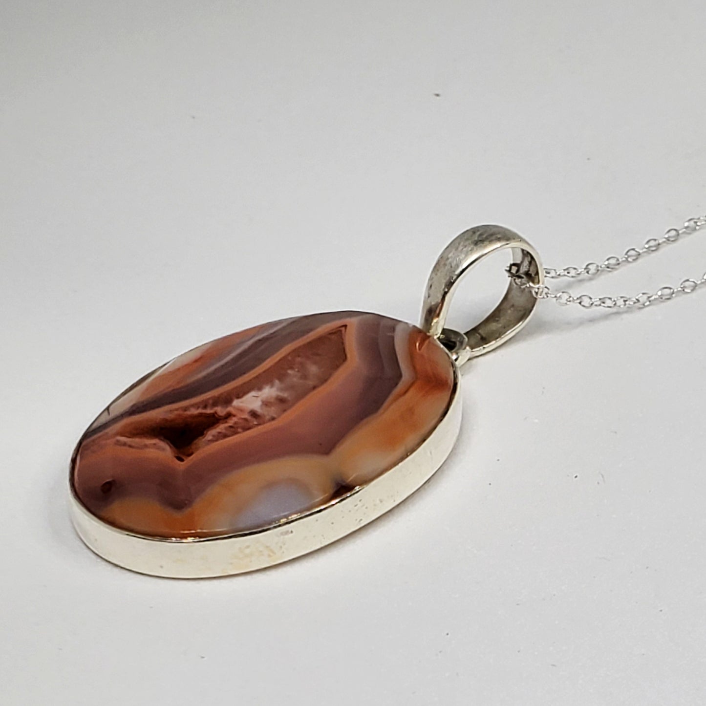 Peach Botswana Agate slice pendant