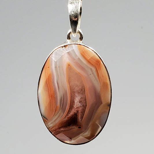 Peach Botswana Agate slice pendant