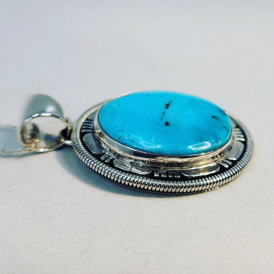 Kingman Turquoise Pendant by Wydell Billie
