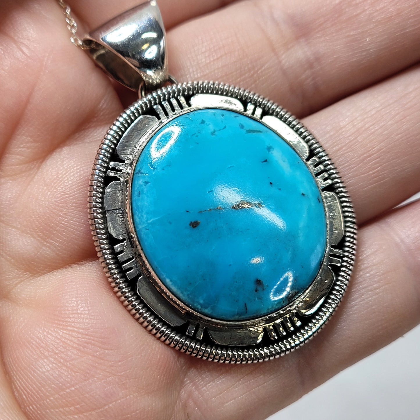 Kingman Turquoise Pendant by Wydell Billie