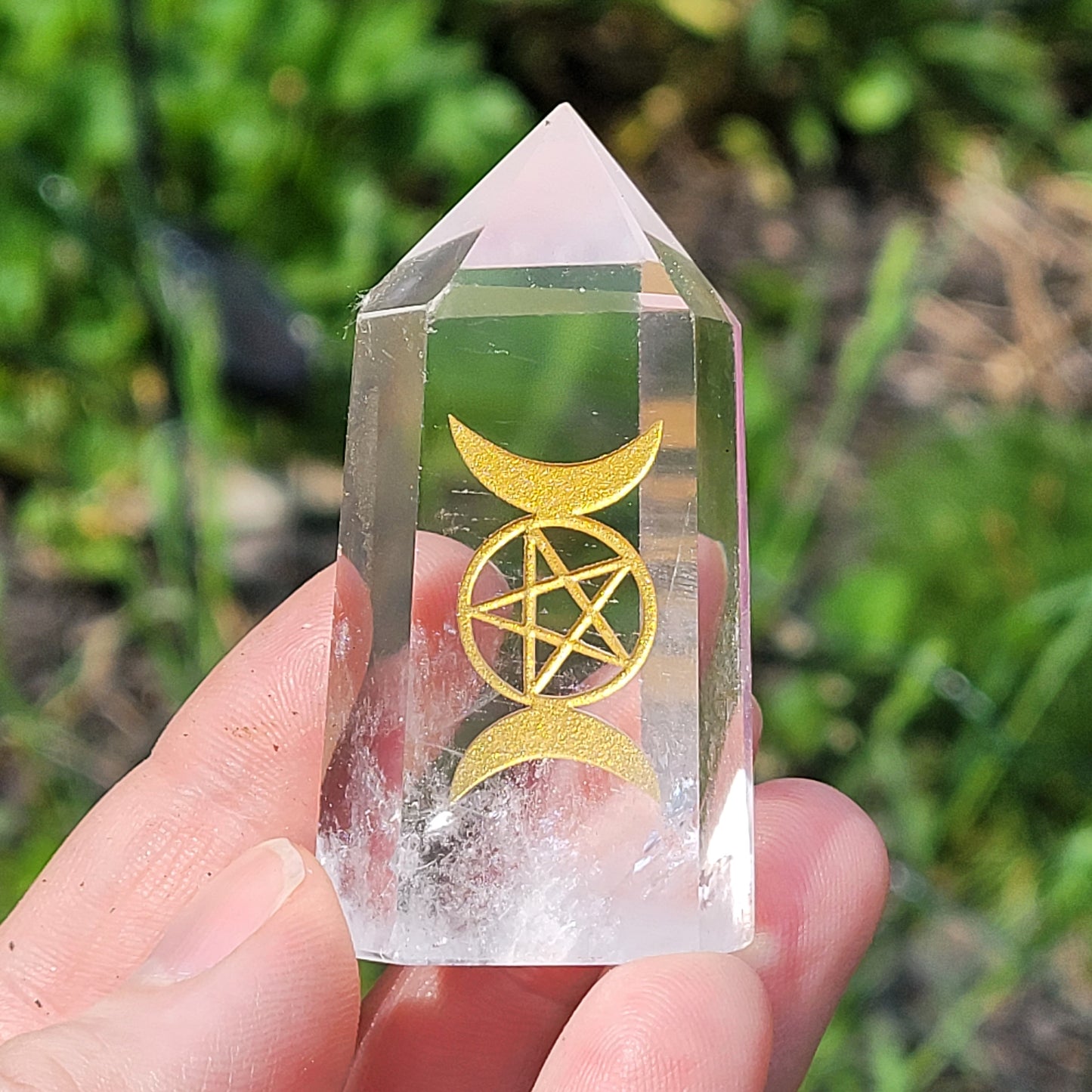 Pentagram Triple Moon Quartz Point