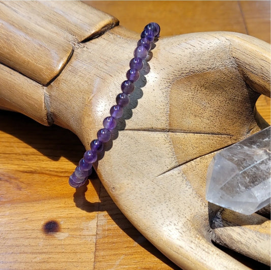 Amethyst 4mm Stretchy Beaded Bracelet