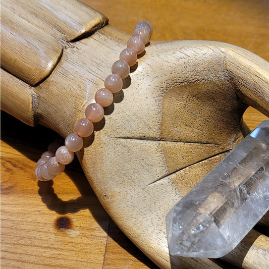 Peach Moonstone Stretchy Beaded Bracelet