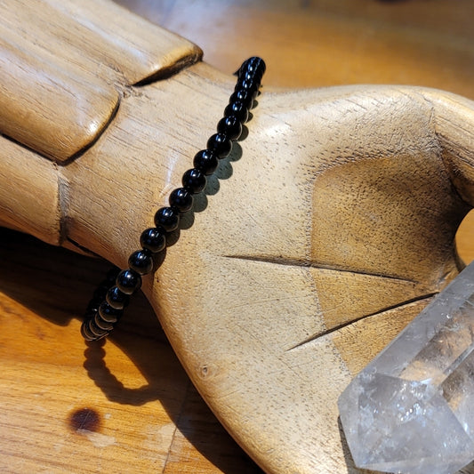 Black Tourmaline 4mm Stretchy Beaded Bracelet