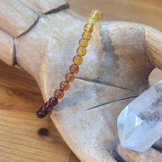 Gradient Amber 4mm Stretchy Beaded Bracelet