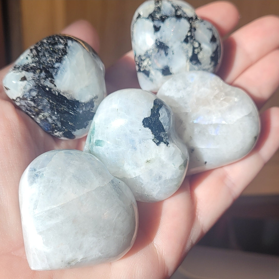 Rainbow Moonstone Hearts