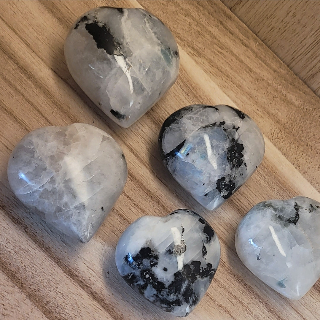 Rainbow Moonstone Hearts
