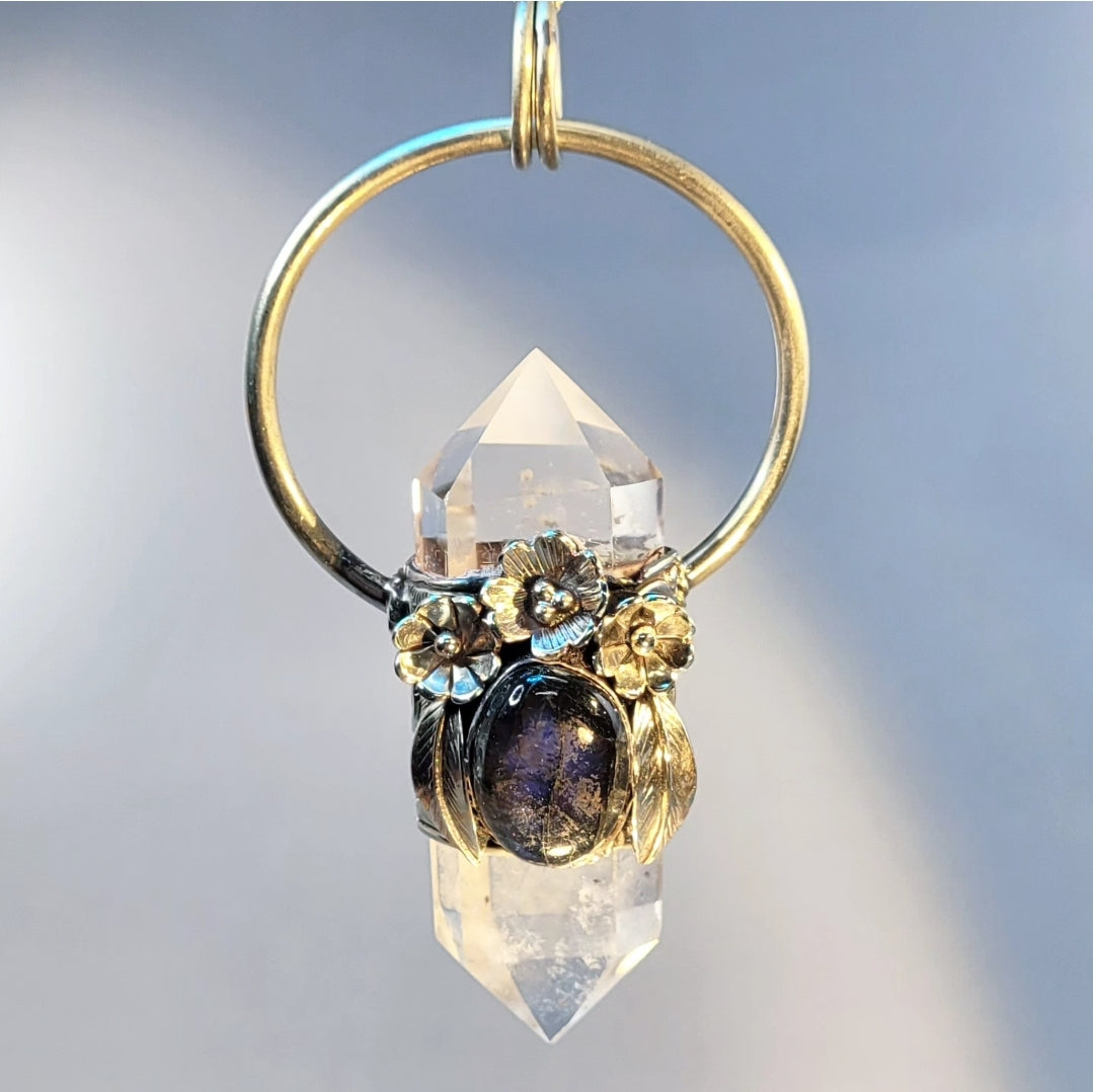 Large Labradorite and Quartz Pendant
