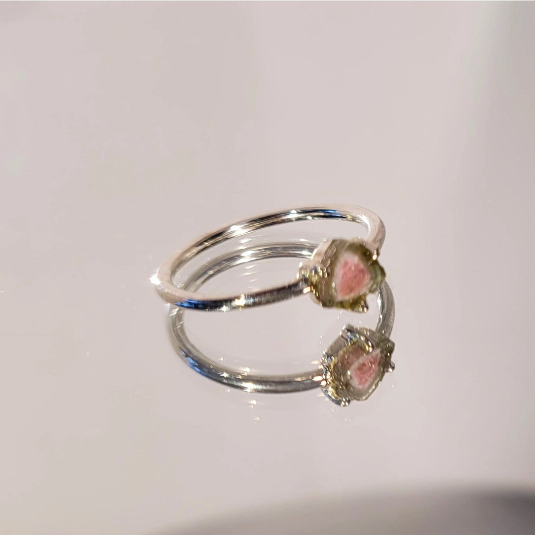 Watermelon Tourmaline Slice Ring