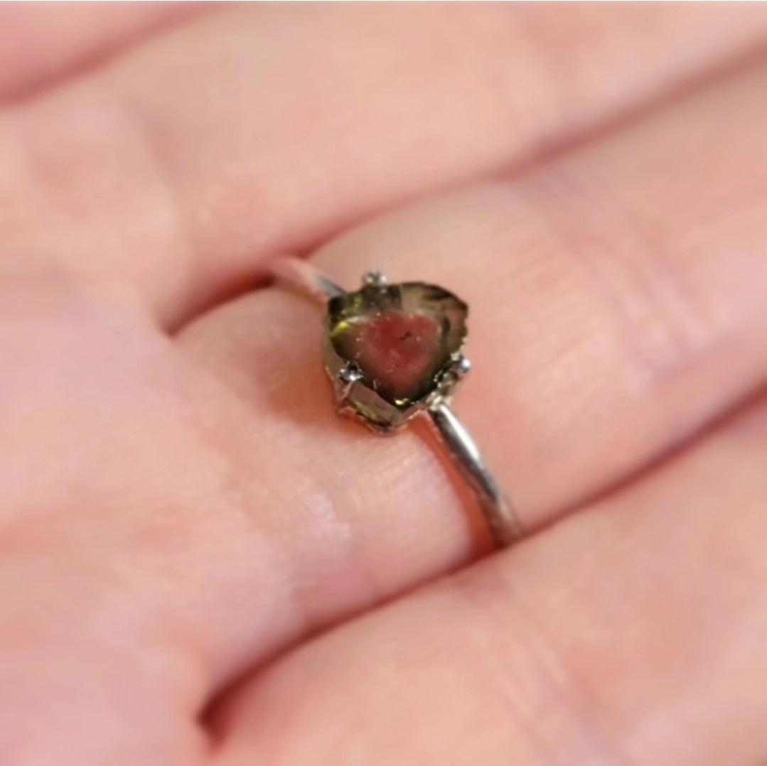 Watermelon Tourmaline Slice Ring