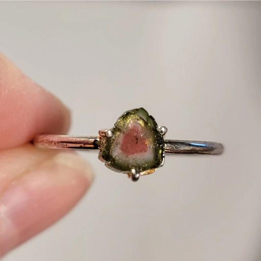 Watermelon Tourmaline Slice Ring