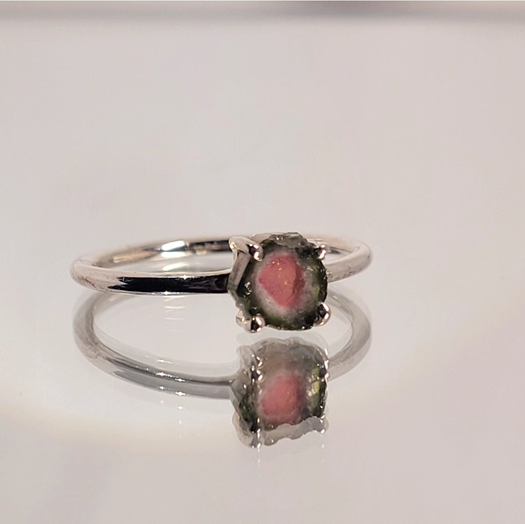 Watermelon Tourmaline Slice Ring