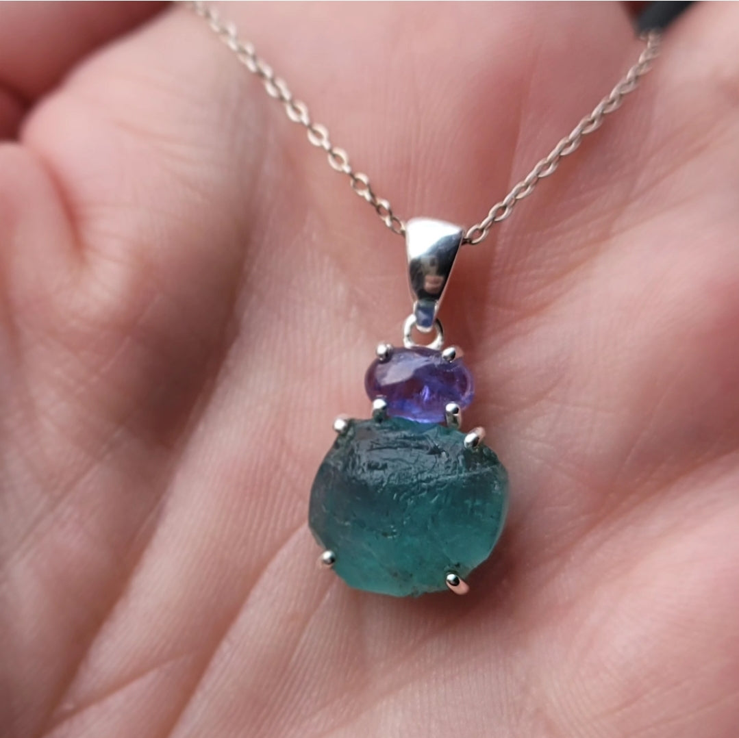 Tanzanite and Blue Apatite Pendant