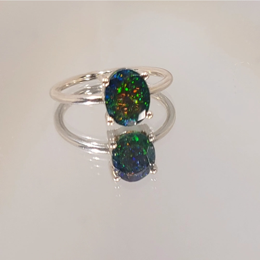 Black opal ring