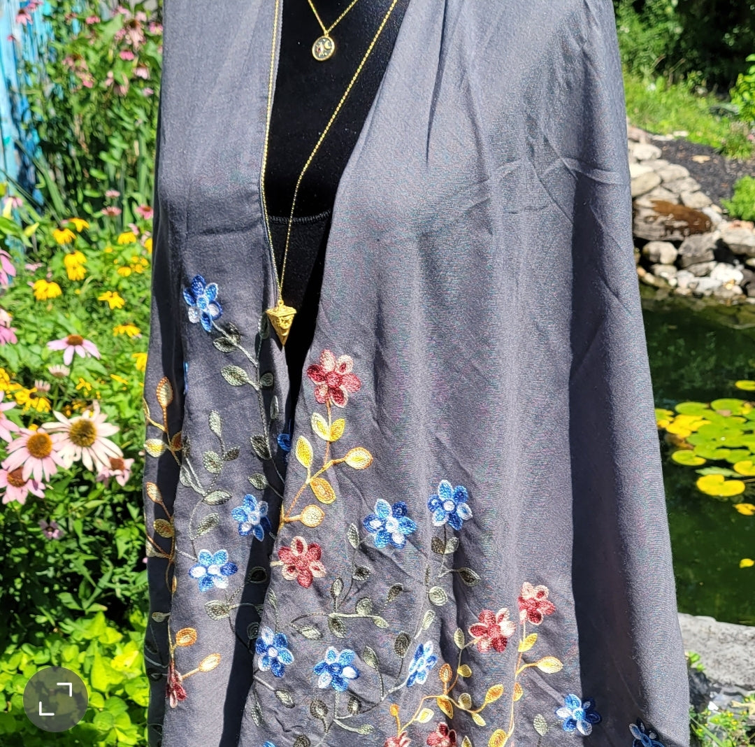 grey floral kimono