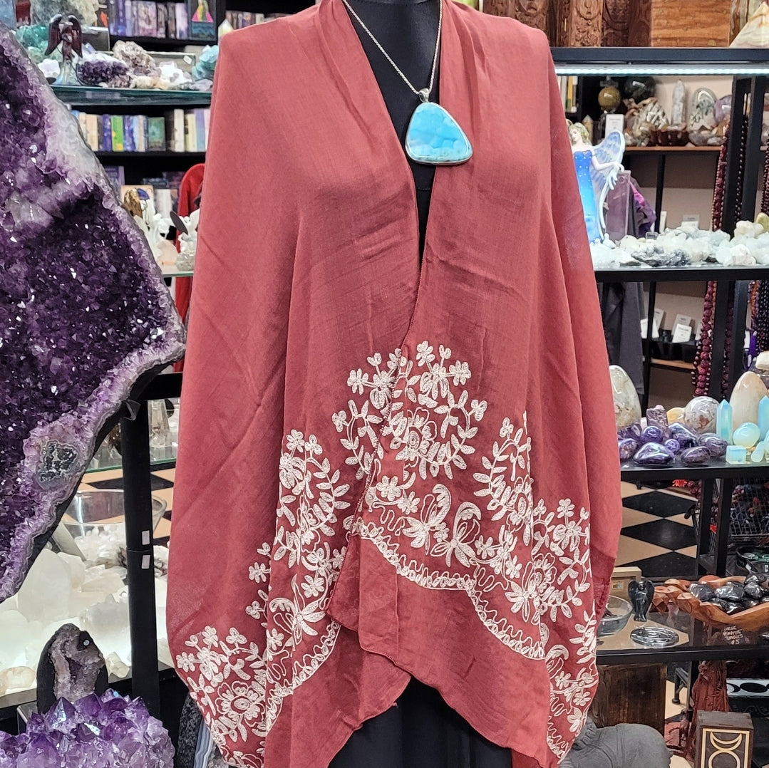 stiched lace kimono- rose
