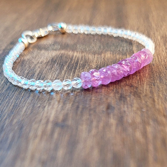 Pink Sapphire and White Topaz Bracelet