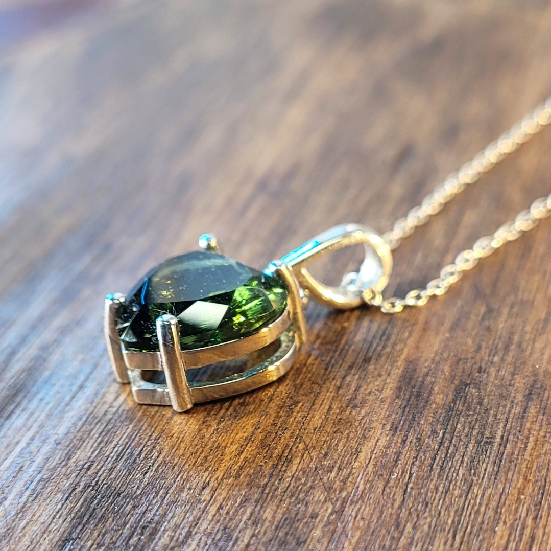 Heart-Shaped Moldavite Pendant