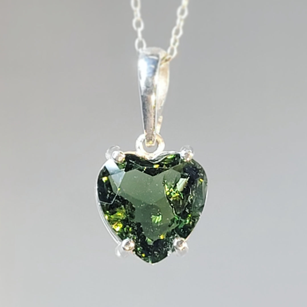 Heart-Shaped Moldavite Pendant