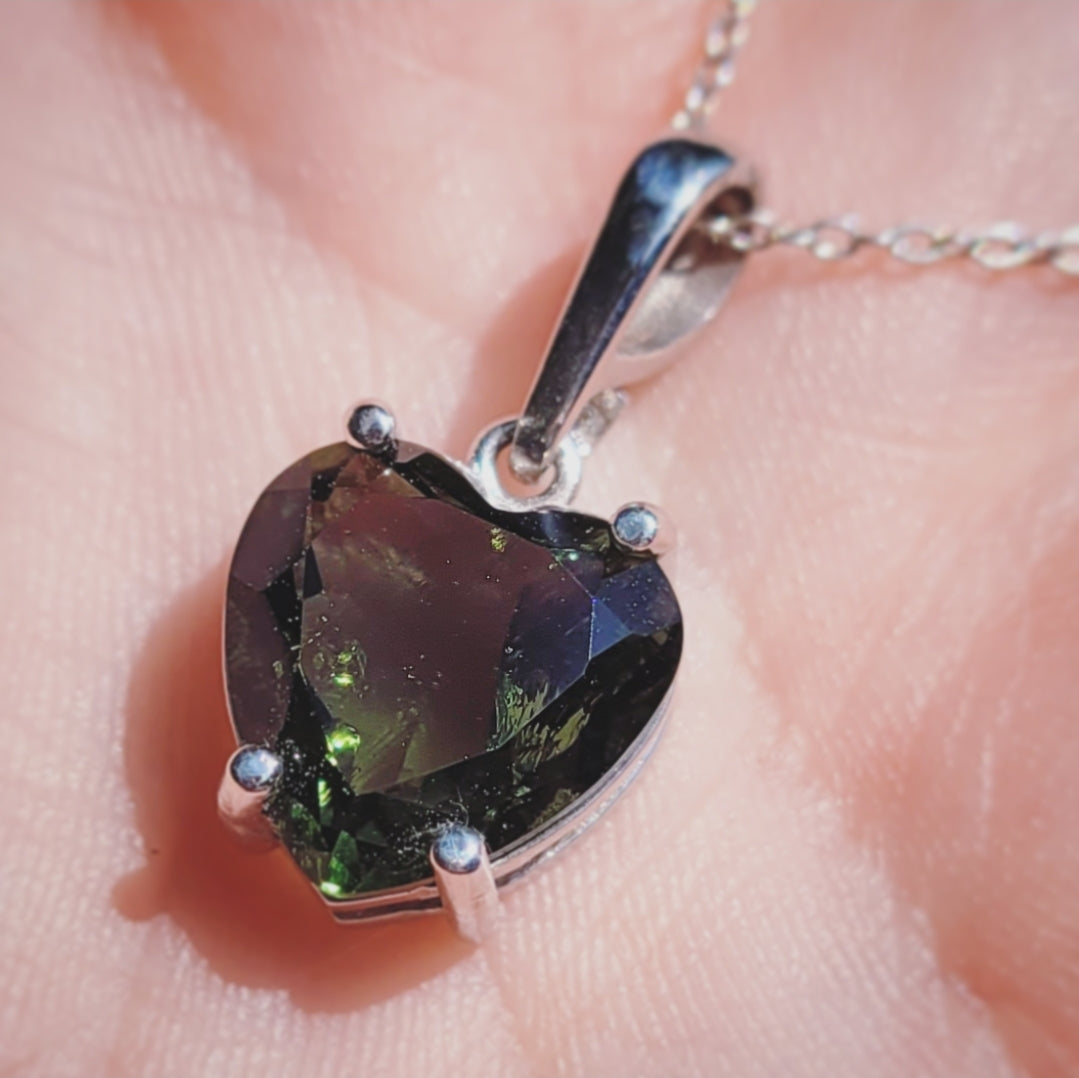 Heart-Shaped Moldavite Pendant