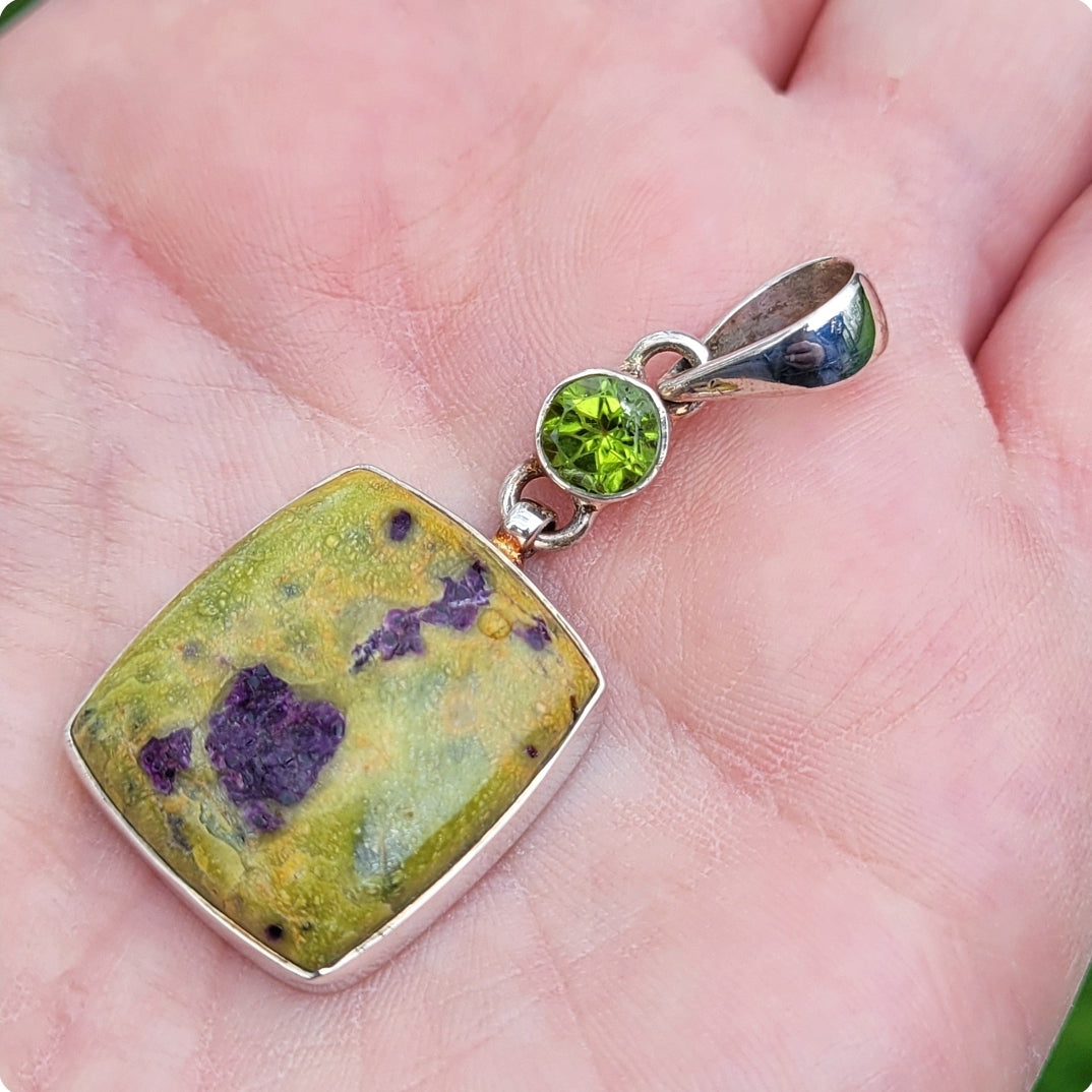 Atlantisite and Peridot Pendant