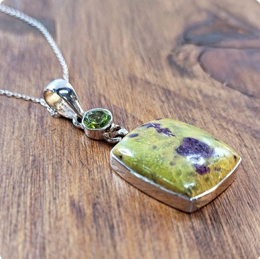 Atlantisite and Peridot Pendant