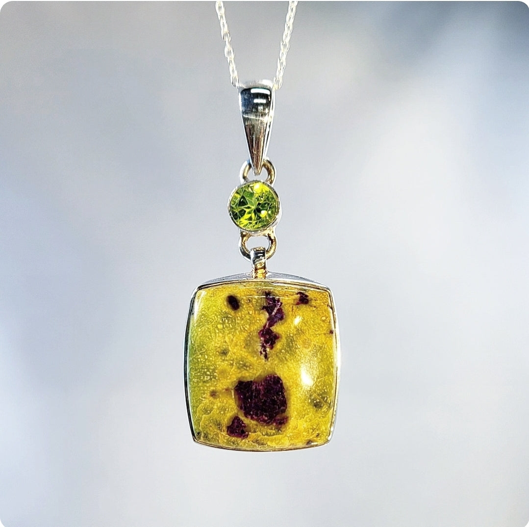 Atlantisite and Peridot Pendant