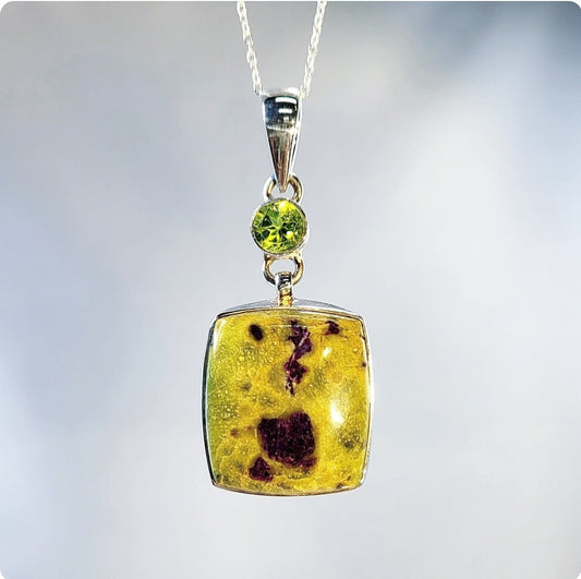 Atlantisite and Peridot Pendant