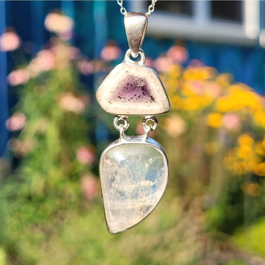 Trapiche Amethyst and Moonstone Pendant