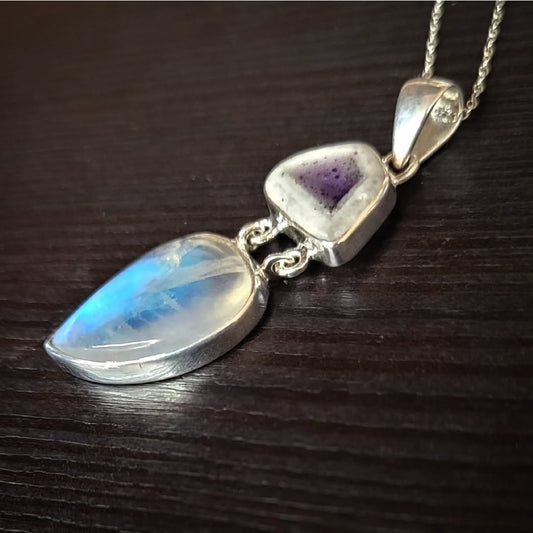 Trapiche Amethyst and Moonstone Pendant