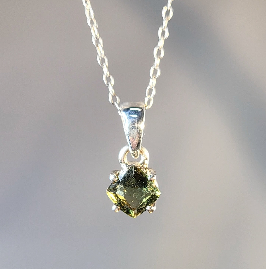 Faceted Moldavite Pendant