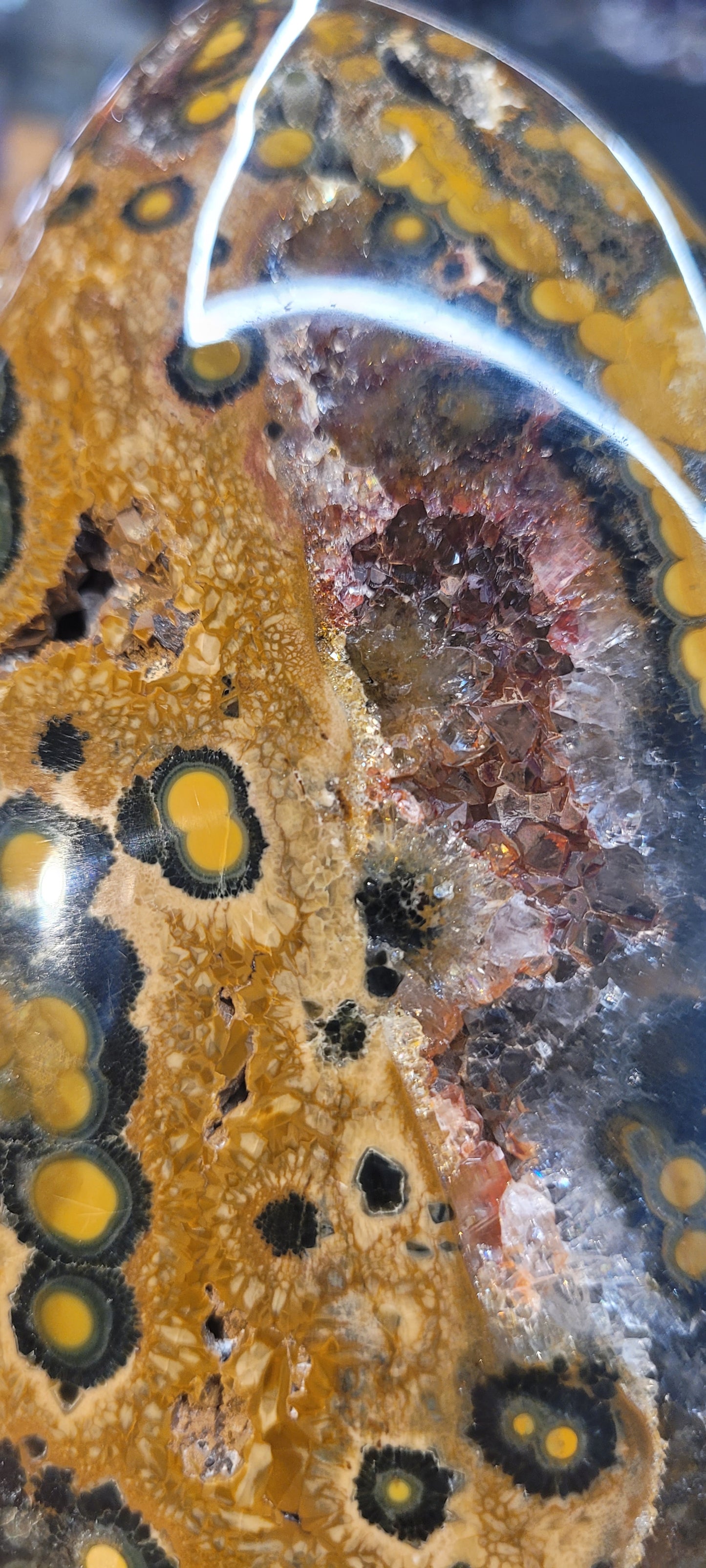 Kabamby Ocean Jasper Freeform with Red Druzy