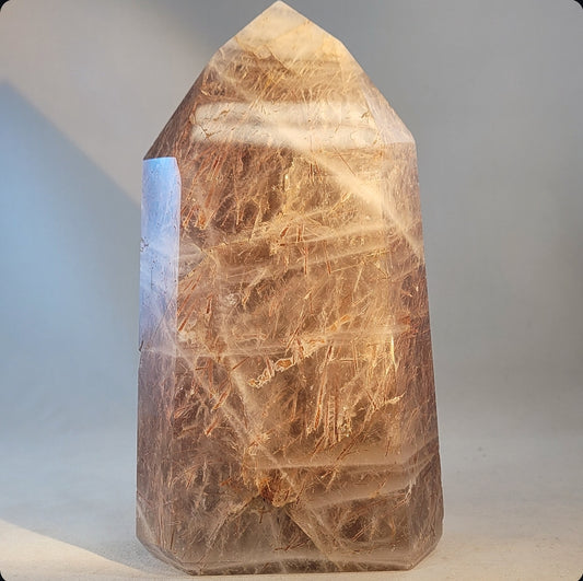 Large Peach Rutilated Quartz Tower