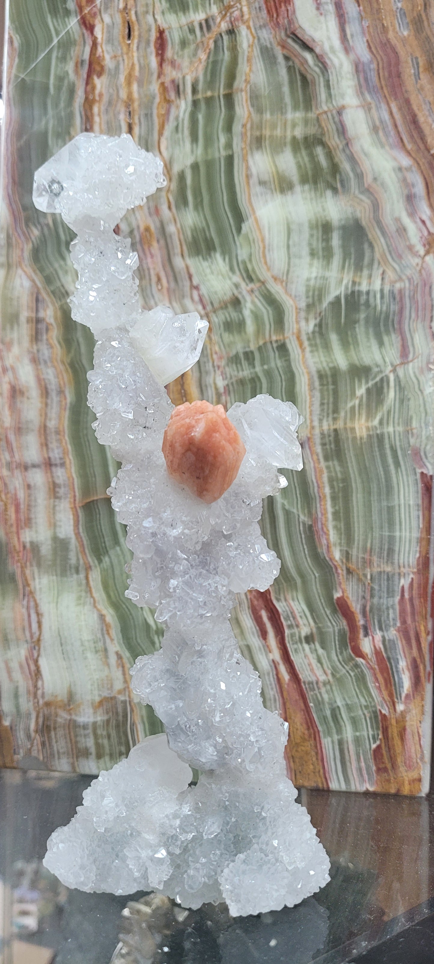 Skeletal Apophyllite with Sillbite "Flower"