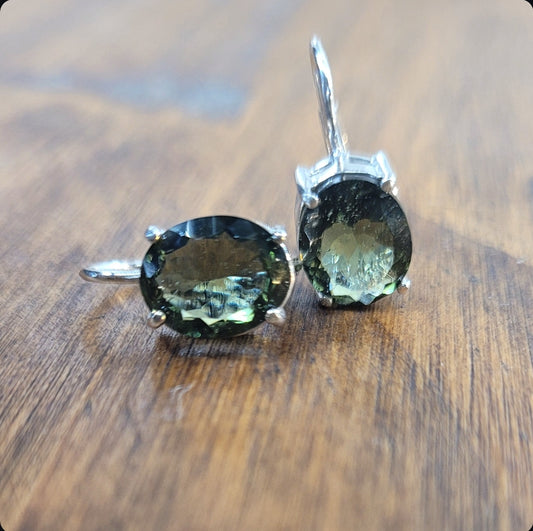 Faceted Moldavite Earrings